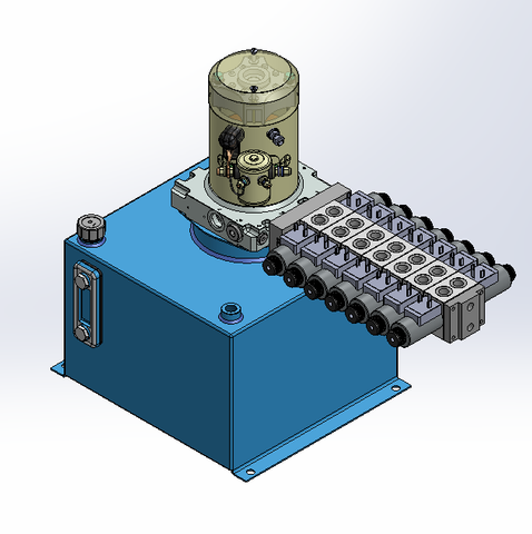 24v DC 7L/min 10-200bar 18.0L SQUARE tank / vertical mount / 7 x valve