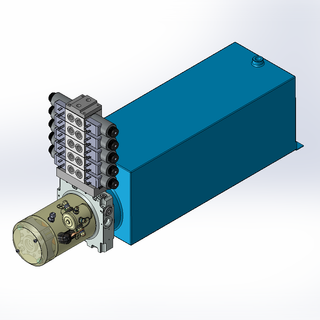 24v DC 7L/min 10-200bar 20.0L SQUARE tank / horizontal mount / 5 x valve