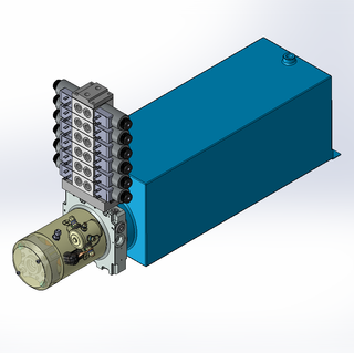 24v DC 7L/min 10-200bar 20.0L SQUARE tank / horizontal mount / 6 x valve