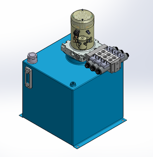 24v DC 7L/min 10-200bar 36.0L SQUARE tank / vertical mount / 3 x valve