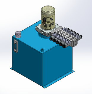 24v DC 7L/min 10-200bar 36.0L SQUARE tank / vertical mount / 5 x valve