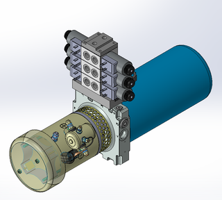 24v DC FAN ASSISTED 7L/min 10-200bar 2.8L ROUND tank / horizontal mount / 3 x valve