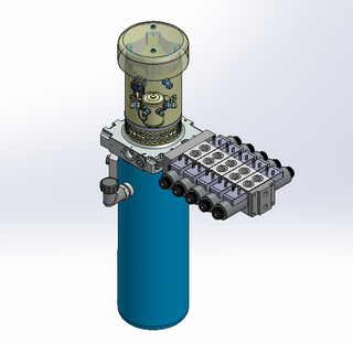 24v DC FAN ASSISTED 7L/min 10-200bar 4.2L ROUND tank / vertical mount / 5 x valve