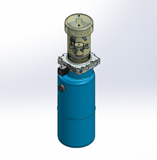 24v DC FAN ASSISTED 7L/min 10-200bar 9.0L ROUND tank / vertical mount / lowering solenoid valve