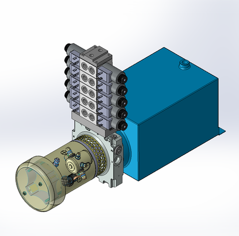 24v DC FAN ASSISTED 7L/min 10-200bar 10.0L SQUARE tank / horizontal mount / 5 x valve