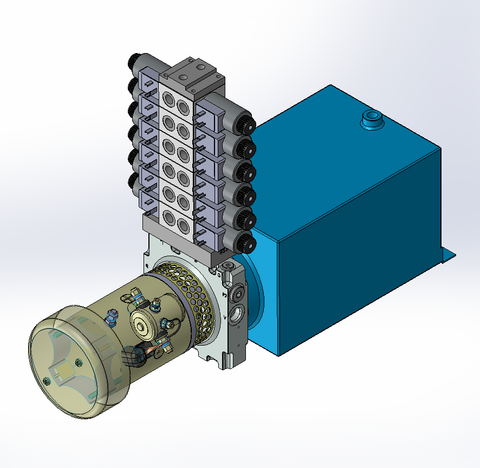 24v DC FAN ASSISTED 7L/min 10-200bar 10.0L SQUARE tank / horizontal mount / 6 x valve