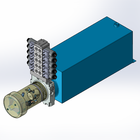 24v DC FAN ASSISTED 7L/min 10-200bar 20.0L SQUARE tank / horizontal mount / 5 x valve