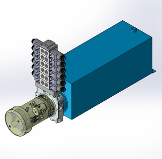 24v DC FAN ASSISTED 7L/min 10-200bar 20.0L SQUARE tank / horizontal mount / 6 x valve