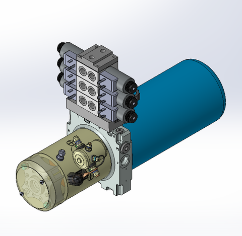 24v DC 7L/min 10-200bar 2.8L ROUND tank / horizontal mount / 3 x valve