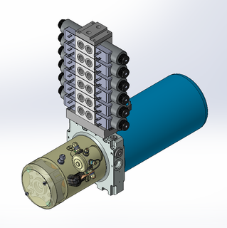 24v DC 7L/min 10-200bar 2.8L ROUND tank / horizontal mount / 6 x valve