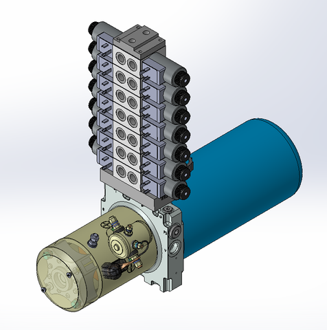 24v DC 7L/min 10-200bar 2.8L ROUND tank / horizontal mount / 7 x valve