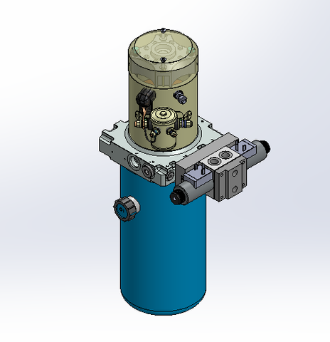 24v DC 7L/min 10-200bar 2.8L ROUND tank / vertical mount / 1 x valve