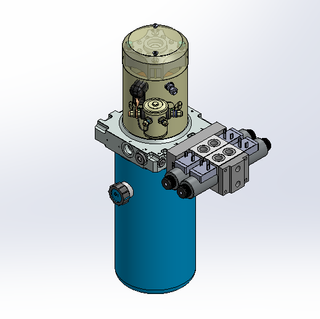 24v DC 7L/min 10-200bar 2.8L ROUND tank / vertical mount / 2 x valve