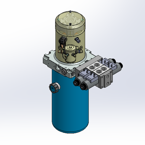 24v DC 7L/min 10-200bar 2.8L ROUND tank / vertical mount / 2 x valve