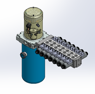 24v DC 7L/min 10-200bar 2.8L ROUND tank / vertical mount / 7 x valve