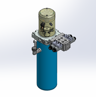 24v DC 7L/min 10-200bar 4.2L ROUND tank / vertical mount / 2 x valve