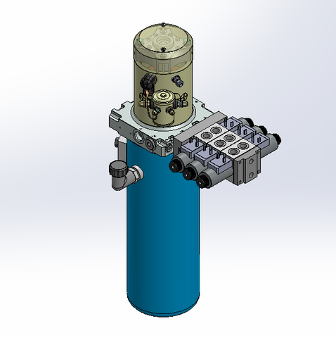 24v DC 7L/min 10-200bar 4.2L ROUND tank / vertical mount / 3 x valve