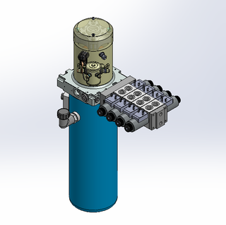 24v DC 7L/min 10-200bar 4.2L ROUND tank / vertical mount / 4 x valve