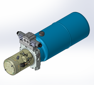 24v DC 7L/min 10-200bar 9.0L ROUND tank / horizontal mount / 1 x valve