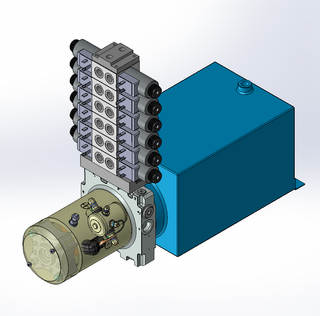 24v DC 7L/min 10-200bar 10.0L SQUARE tank / horizontal mount / 6 x valve