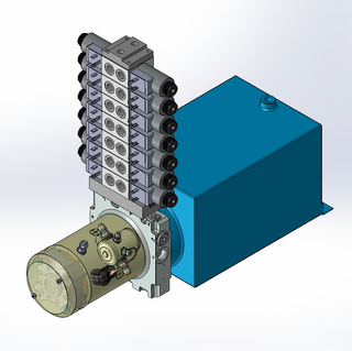 24v DC 7L/min 10-200bar 10.0L SQUARE tank / horizontal mount / 7 x valve