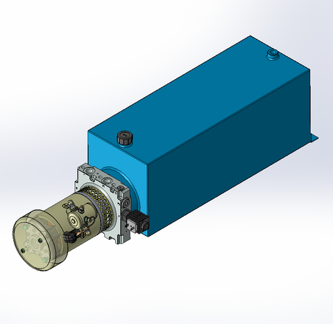 12v DC FAN ASSISTED 7L/min 10-170bar 20.0L SQUARE tank / horizontal mount / lowering solenoid valve