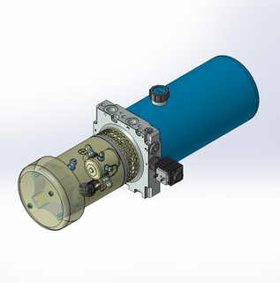 24v DC FAN ASSISTED 7L/min 10-200bar 2.8L ROUND tank / horizontal mount / lowering solenoid valve