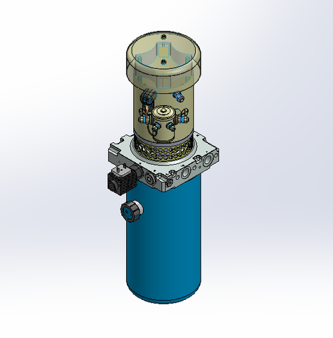 24v DC FAN ASSISTED 7L/min 10-200bar 2.8L ROUND tank / vertical mount / lowering solenoid valve