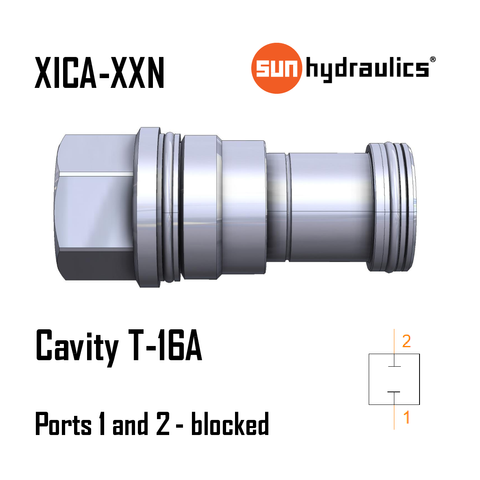 XICA-XXN T-16A, 2-WAY, PORTS 1 AND 2 BLOCKED CAVITY PLUG, SUN
