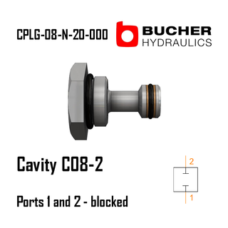 CPLG-08-N-20-000 C08-2, 3/4"-16UNF, 2-WAY, PORTS 1 AND 2 BLOCKED CAVITY PLUG, BUCHER