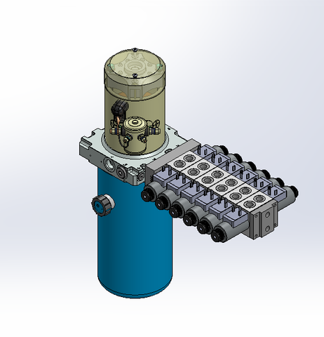 12v DC 7L/min 10-170bar 2.8L ROUND tank / vertical mount / 6 x valve