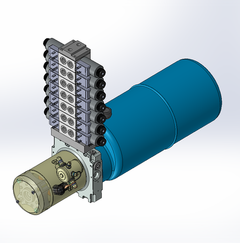 12v DC 7L/min 10-170bar 9.0L ROUND tank / horizontal mount / 7 x valve