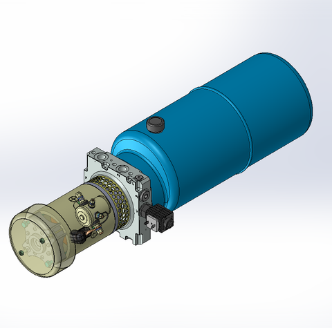 12v DC FAN ASSISTED 7L/min 10-170bar 9.0L ROUND tank / horizontal mount / lowering solenoid valve