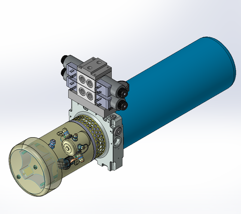 24v DC FAN ASSISTED 7L/min 10-200bar 4.2L ROUND tank / horizontal mount / 2 x valve