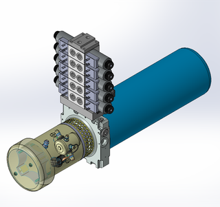 24v DC FAN ASSISTED 7L/min 10-200bar 4.2L ROUND tank / horizontal mount / 5 x valve