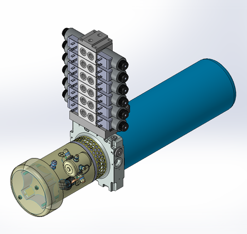 24v DC FAN ASSISTED 7L/min 10-200bar 4.2L ROUND tank / horizontal mount / 6 x valve