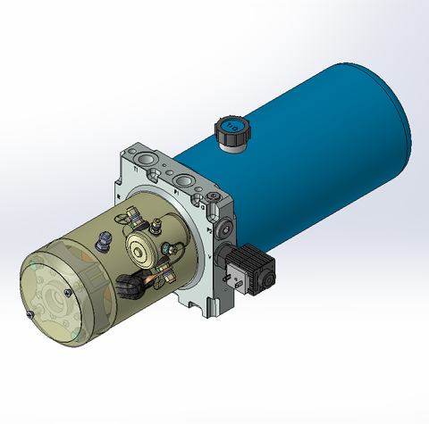 24v DC 7L/min 10-200bar 4.2L ROUND tank / horizontal mount / lowering solenoid valve