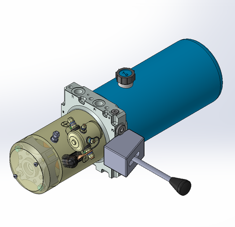 24v DC 7L/min 10-200bar 4.2L ROUND tank / horizontal mount / manual valve