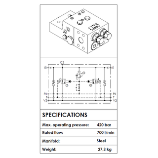 ML000098 O/CENTRE VALVE, 1.5" SAE 6000, 700LPM, 420BAR