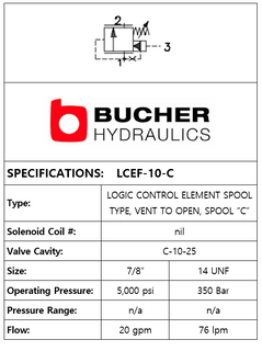 LCEF-10-N-C-F-0-100  LOGIC CONTROL ELEMENT SPOOL VALVE - 10