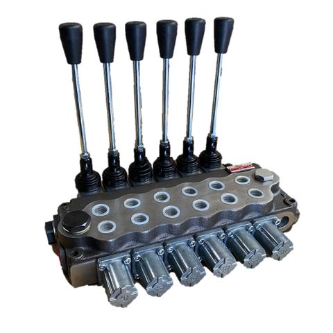 MONOBLOCK DIRECTIONAL CONTROL VALVE, 6 SECTIONS, PORTS G1/2 & G3/4, 80 L/MIN, 315 BAR, BRAND: PRIMEHYD