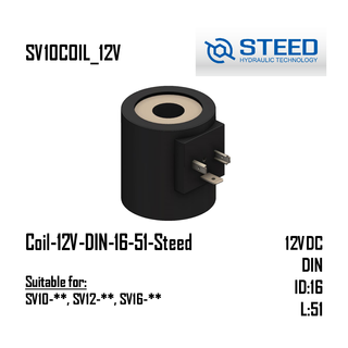 Coil-12V-DIN-16-51-Steed (SV10-**, SV12-**, SV16-**)