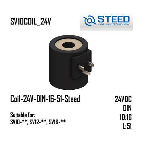 Coil-24V-DIN-16-51-Steed (SV10-**, SV12-**, SV16-**)