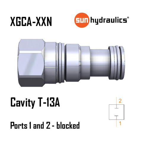 XGCA-XXN T-13A, 2-WAY, PORTS 1 AND 2 BLOCKED CAVITY PLUG, SUN