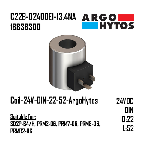 Coil-24V-DIN-22-52-ArgoHytos (SD2P-B4/H, PRM2-06, PRM7-06, PRM8-06, PRMR2-06)