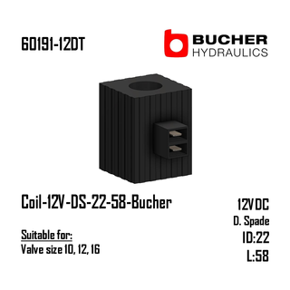 Coil-12V-DS-22-58-Bucher (Valve size 10/12/16)