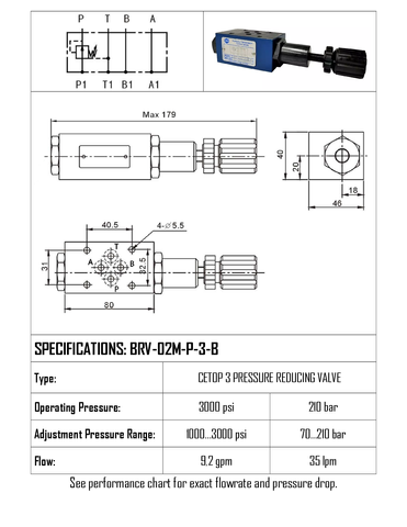 VALVE CETOP 3 PRESSURE REDUCER ON P