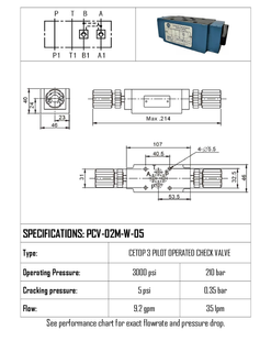 VALVE CETOP 3 DUAL PILOT CHECK W-NG6 MOD 0.035MPA