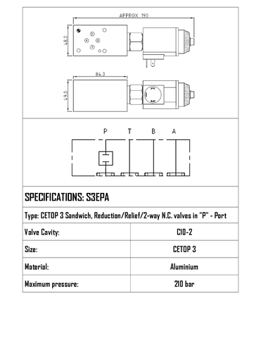 SANDWICH CETOP 3 W/ C10-2 CAVITY IN P