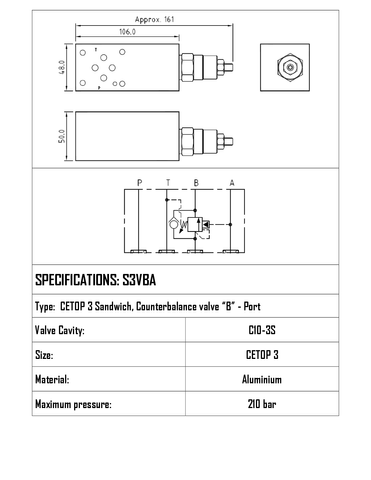 SANDWICH CETOP 3 W/ C10-4 CAVITY IN B